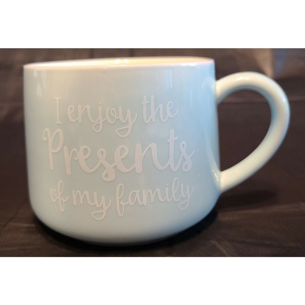 "I Enjoy The Presents Of My Family" Whimsical Cupboard 10 Oz Mug With Present...